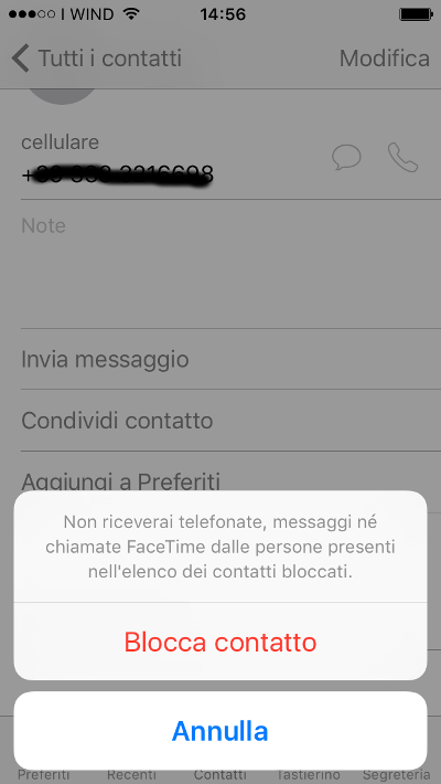 bloccare numero telefono