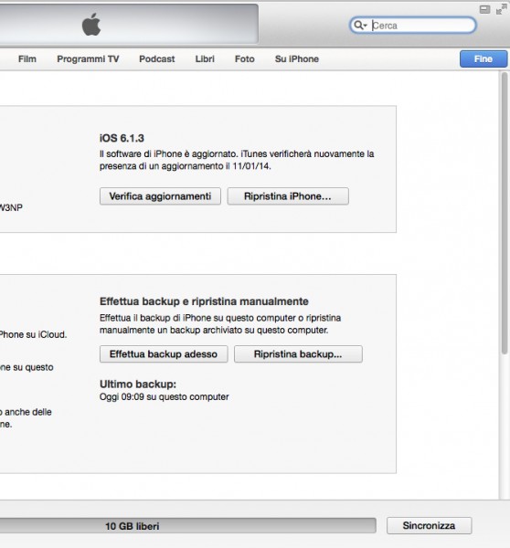 ITunes scheramta di ripristino