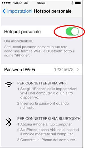 impostare password hotspot personale